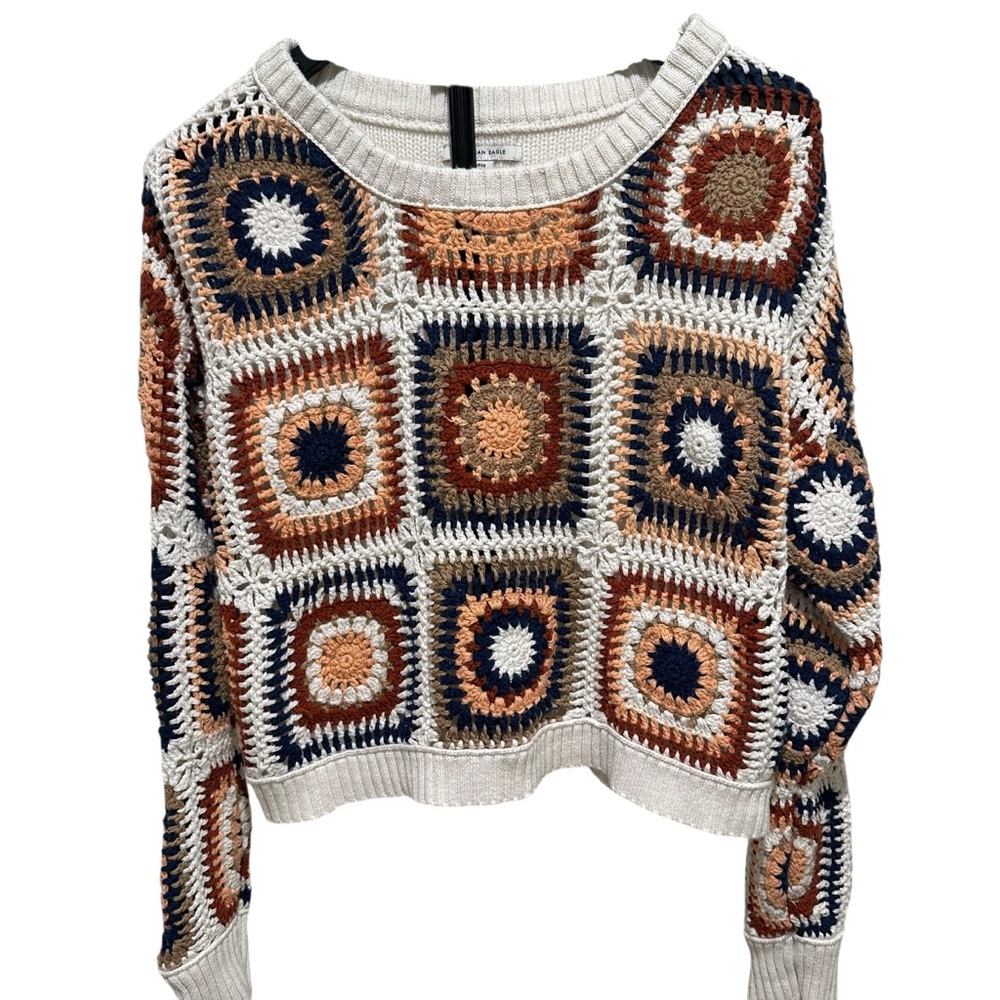 American Eagle Outfitters Granny Square Crochet Sweater. Size Small Ladies